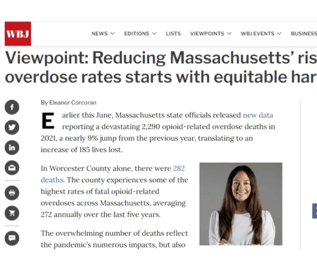Article - Viewpoint: Reducing Massachsetts' rising opioid overdose rates starts with equitable harm reduction