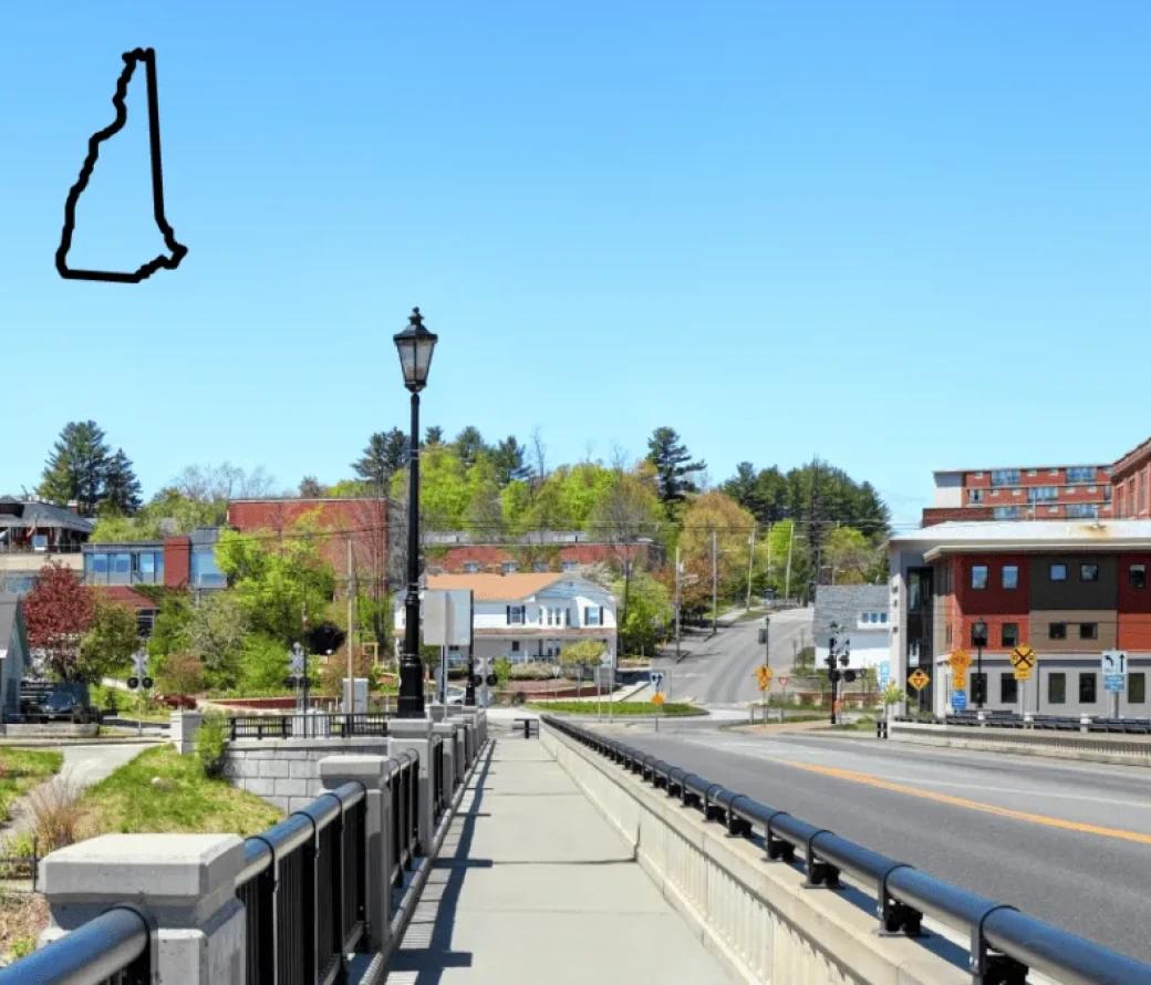 Photo from a bridge in a New Hampshire town