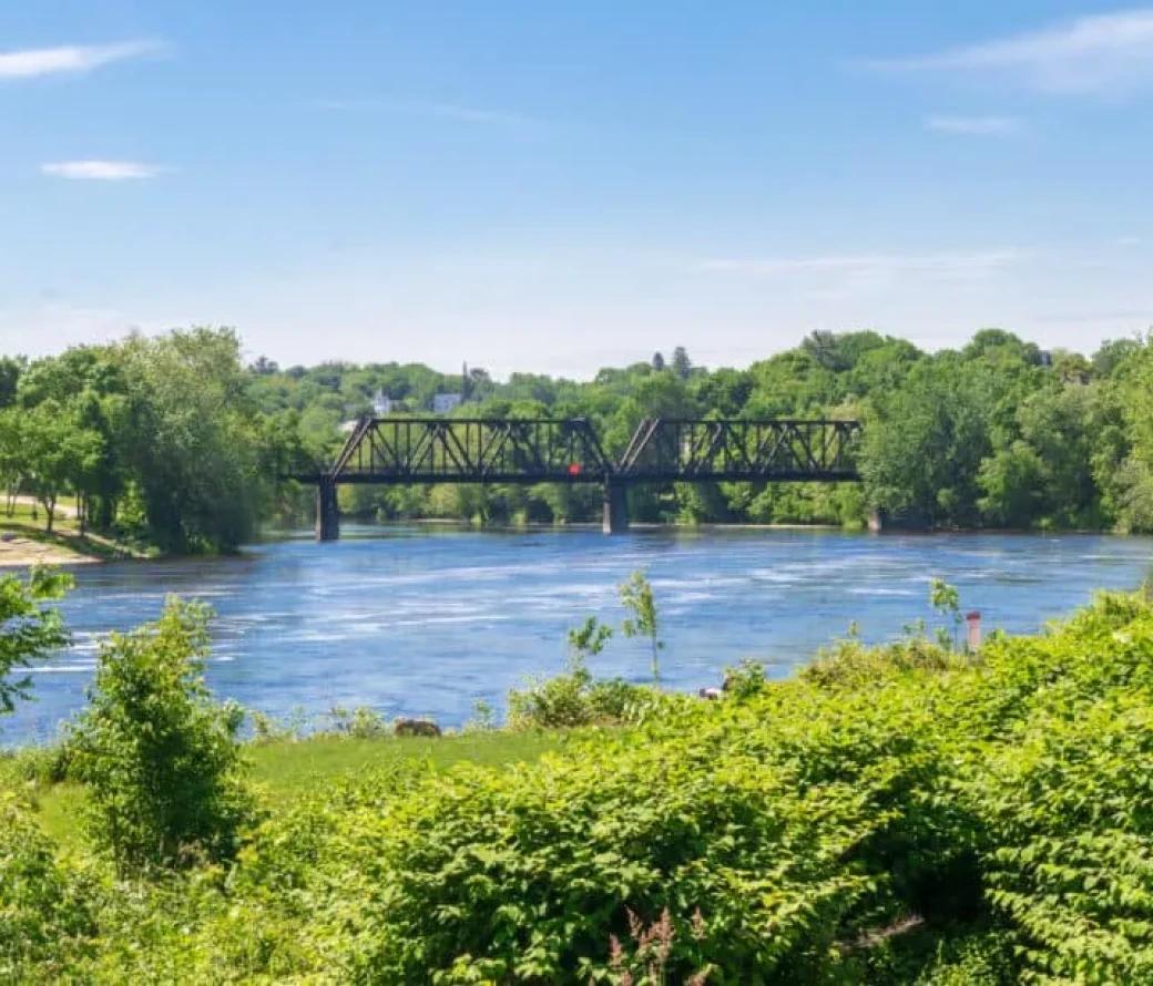 View of a train bridge over a river