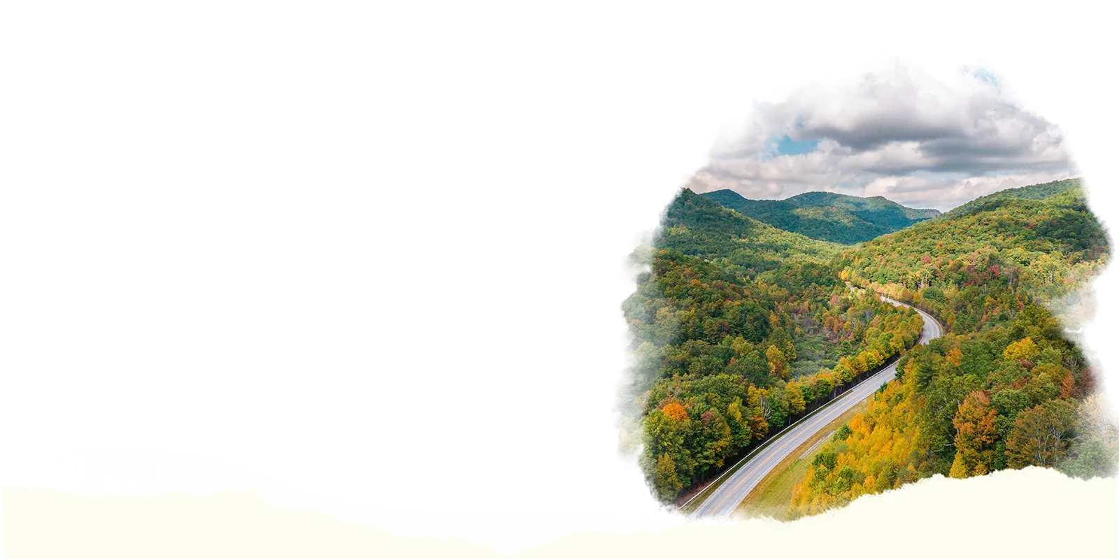 Winding road through mountains in Autumn in North Carolina